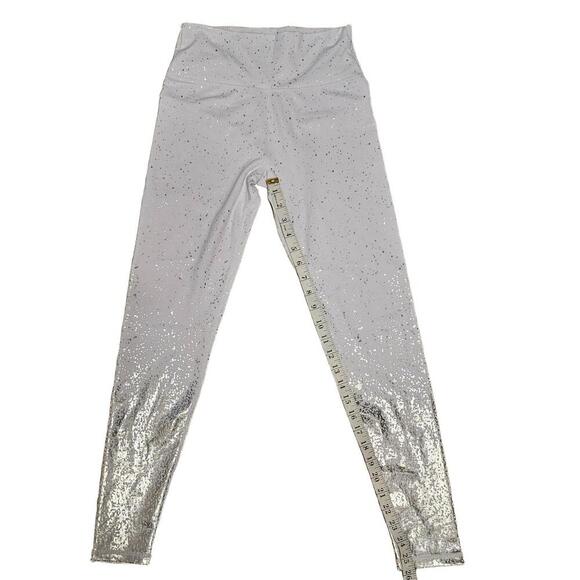 BUFFBUNNY Womens Leggings Size Medium White Ombre High-Waisted Glitter - Picture 4 of 7